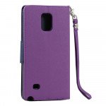 Wholesale Samsung Galaxy Note 4 Diary Flip Leather Wallet Case w Stand and Strap (Purple Blue)